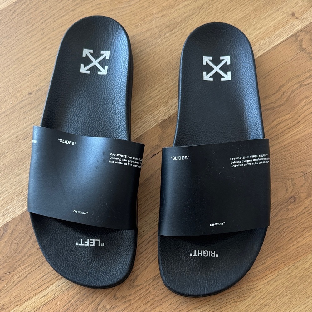 Off-White Black Slides with Iconic Arrows